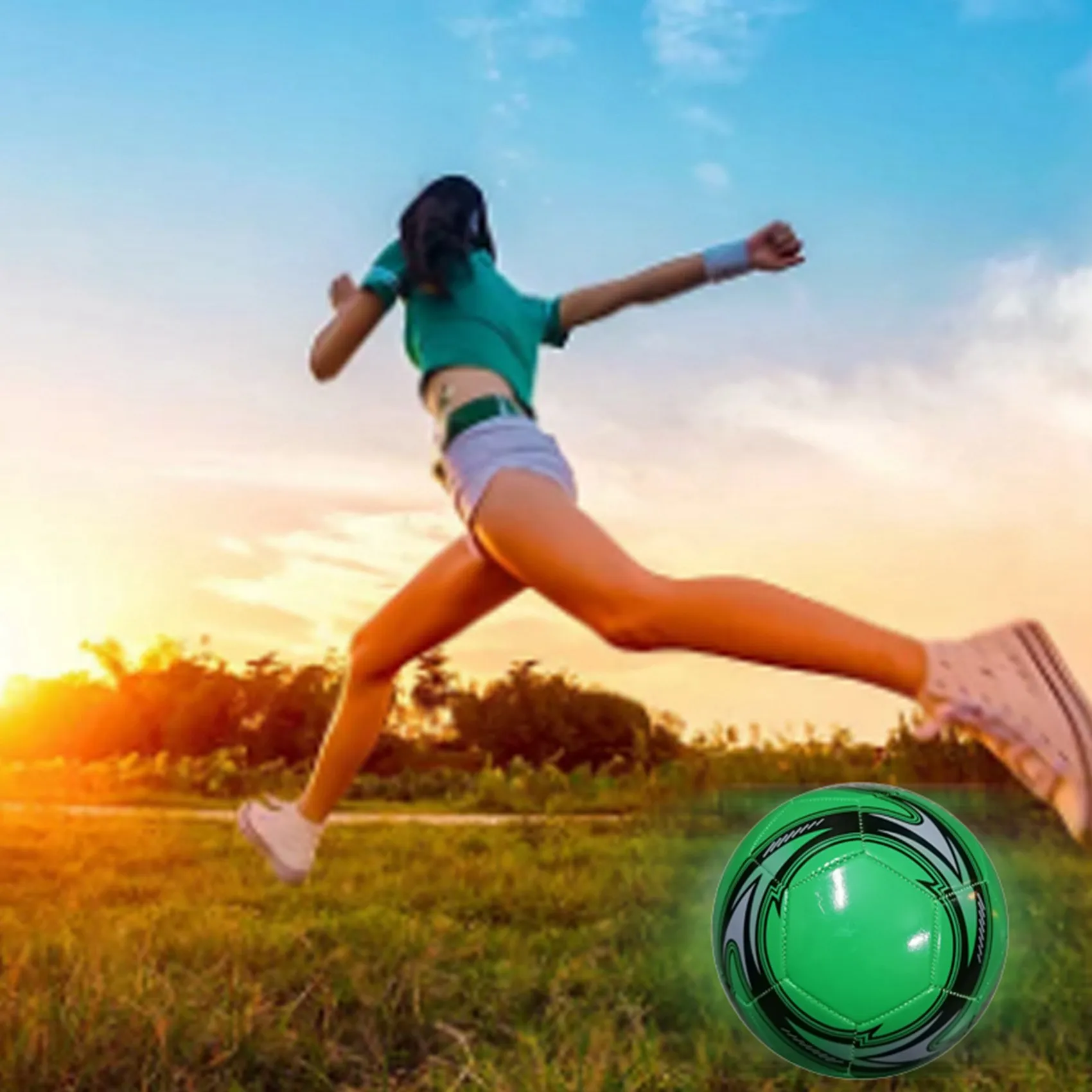 A18E-Bola Sepak PVC Profesional Ukuran 5 Bola Sepak Latihan Resmi Kompetisi Bola Sepak Luar Ruangan Hijau