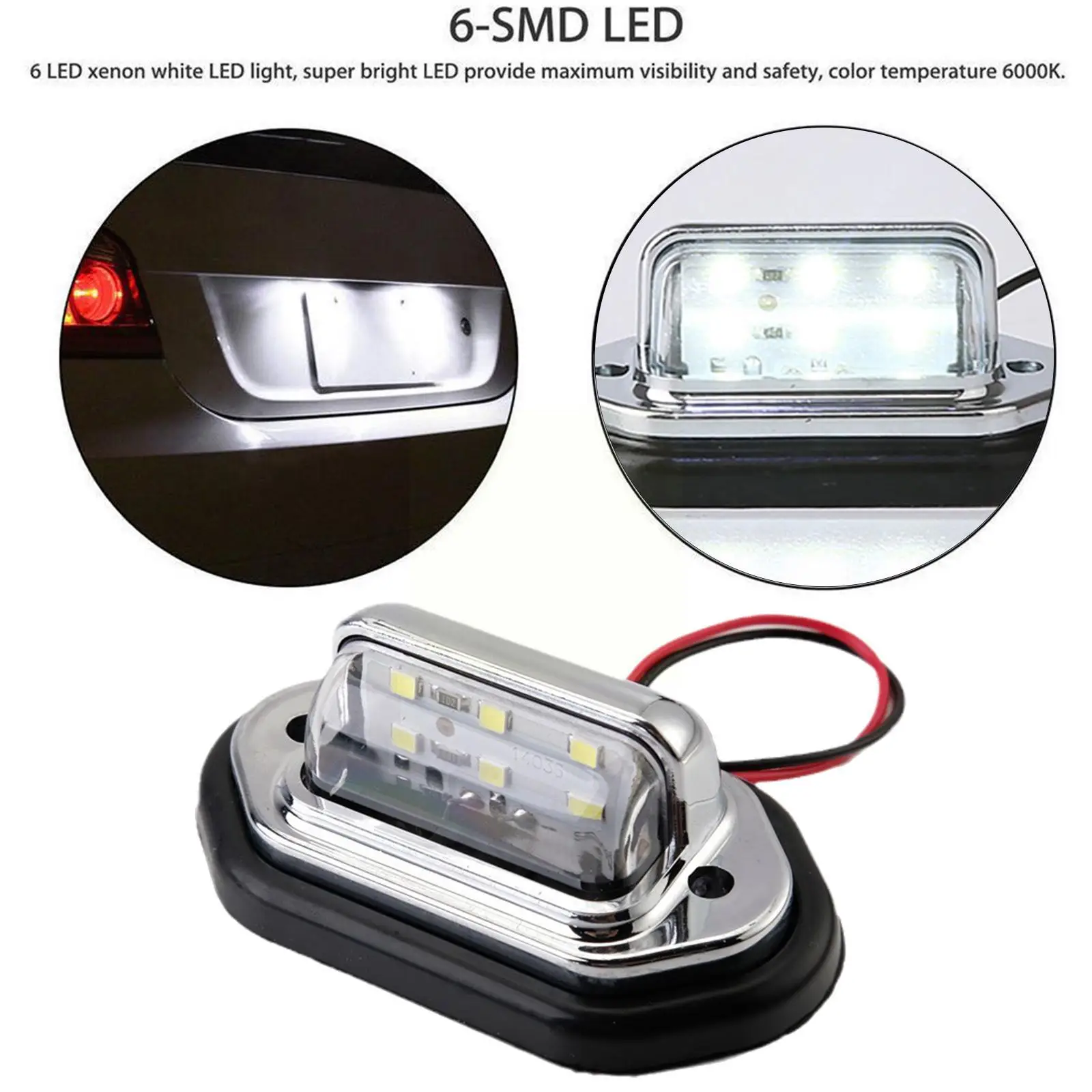 6 Led Auto Kenteken Licht 12V-24V Waterdicht Wit Achterlicht Truck Van Suv Rv Lamp Boten plaat Accessoire Trailer Licens F0P4