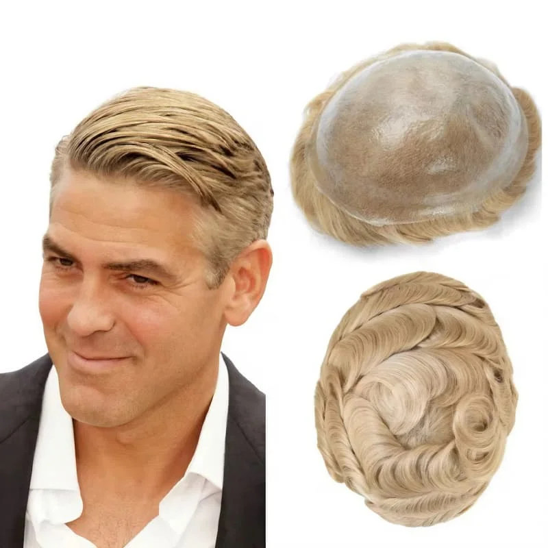 

Невидимая линия роста волос # 613 блондинка мужской парик 0,02 мм ультратонкая кожа мужской парик двойные узлы мужской парик плотность 80% мужской капиллярный