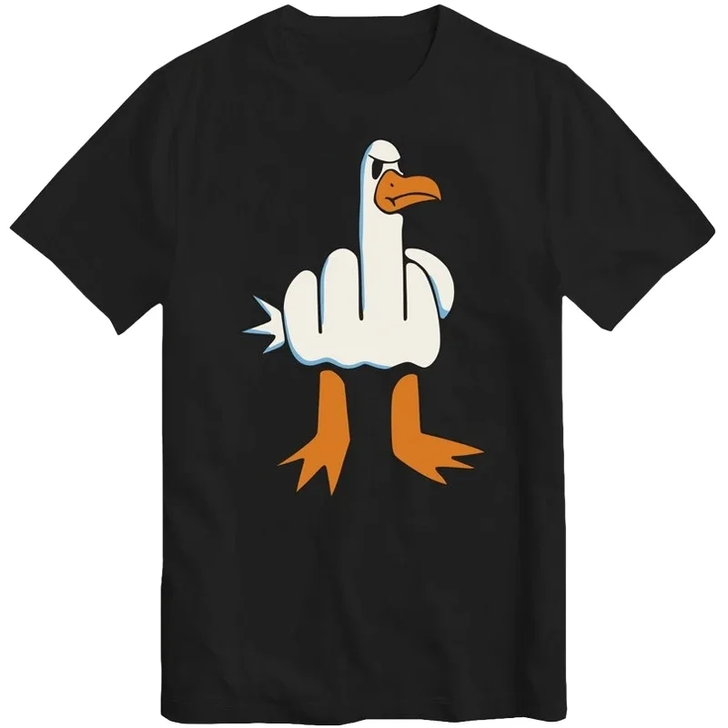 Rude Seagull Middle Finger Unisex T Shirt Y2K Tide Street Style Men Women Clothing Funny Graphic Printed Short Sleeves Tee