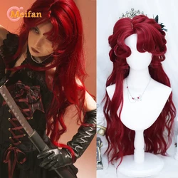 Meifan Synthetische Lange Golvende Krullend Lolita Pruik Met Pony Meisje Schattig Ombre Roze Blonde Cosplay Party Halloween Harajuku Pruik