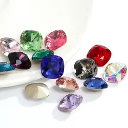 Diamantes de imitación de cojín K9, cristales de cristal brillantes, decoración de diamantes para ropa, artesanía de lujo, accesorios de joyería de punto trasero, 10 piezas