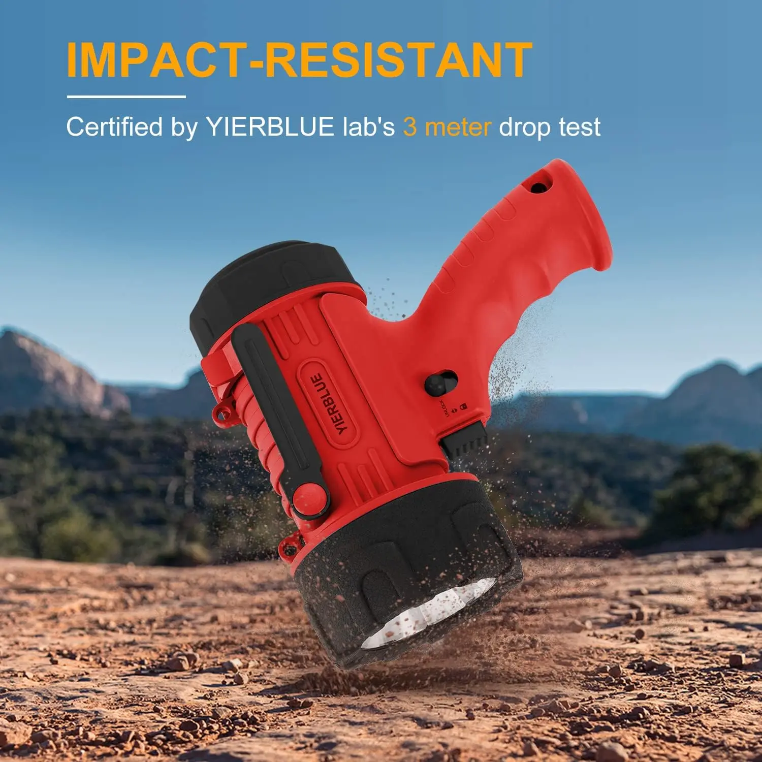 Rechargeable Spotlight Flashlight with 100,000 Lumen LED, IP67 Waterproof and Long-Lasting Battery for Outdoor Use