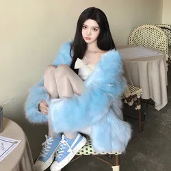 Fashionable Temperament Medium And Long Plush Coat 2024 Autumn And Winter New Slim Fit All-match Popular Faux Fur Coat Women