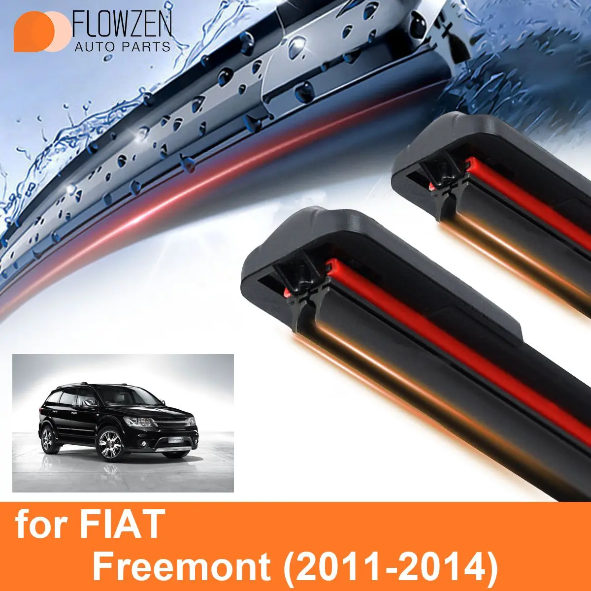 Car Windshield Wiper Blades for FIAT Freemont Double Rubber Frameless Bracketless WipersSoft Accessories 2011 2012 2013 2014