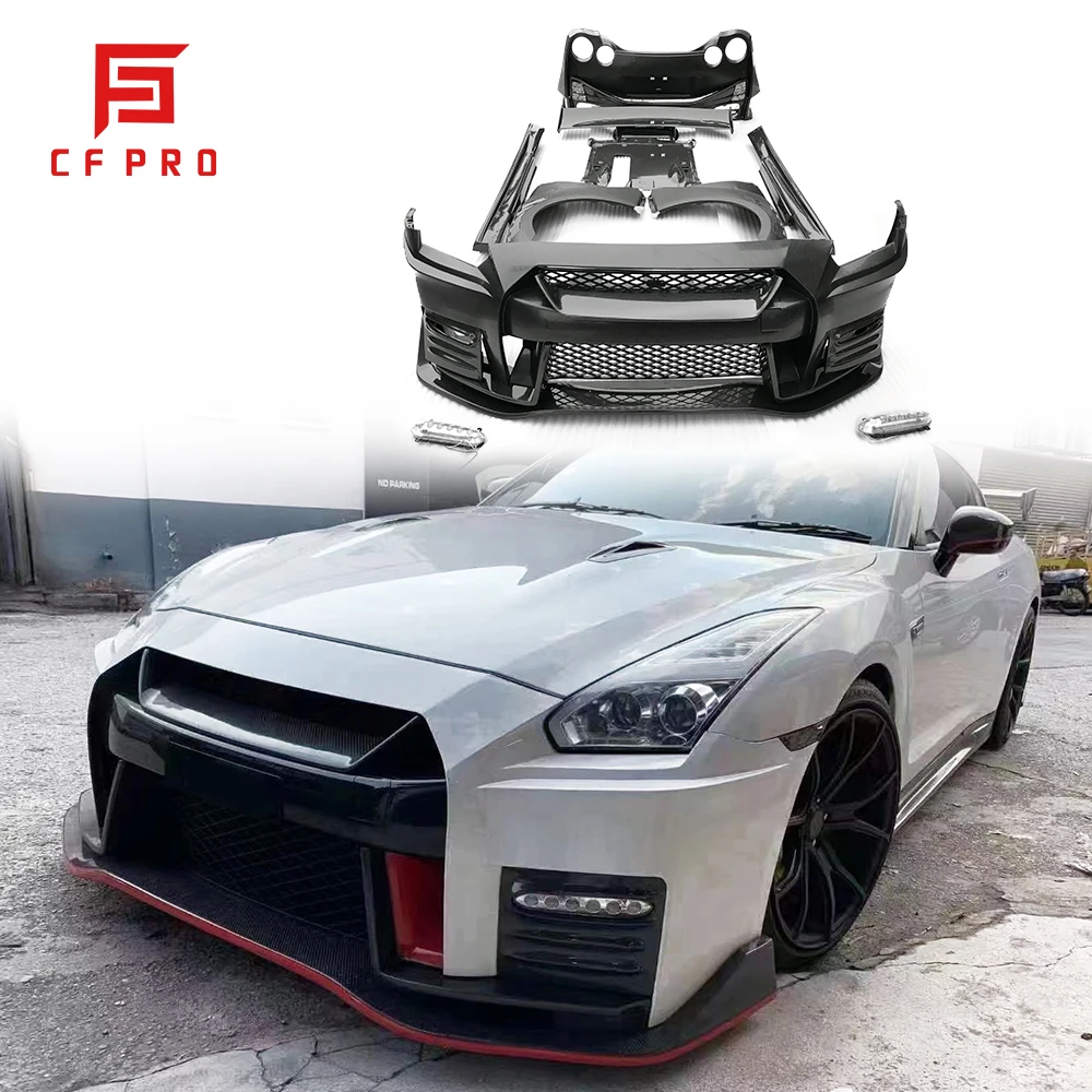 Nismo Style FRP Front Rear Bumper Lip Side Skirts Rear Trunk Spoiler For Nissan GTR R35 Body Kit Car Accessories