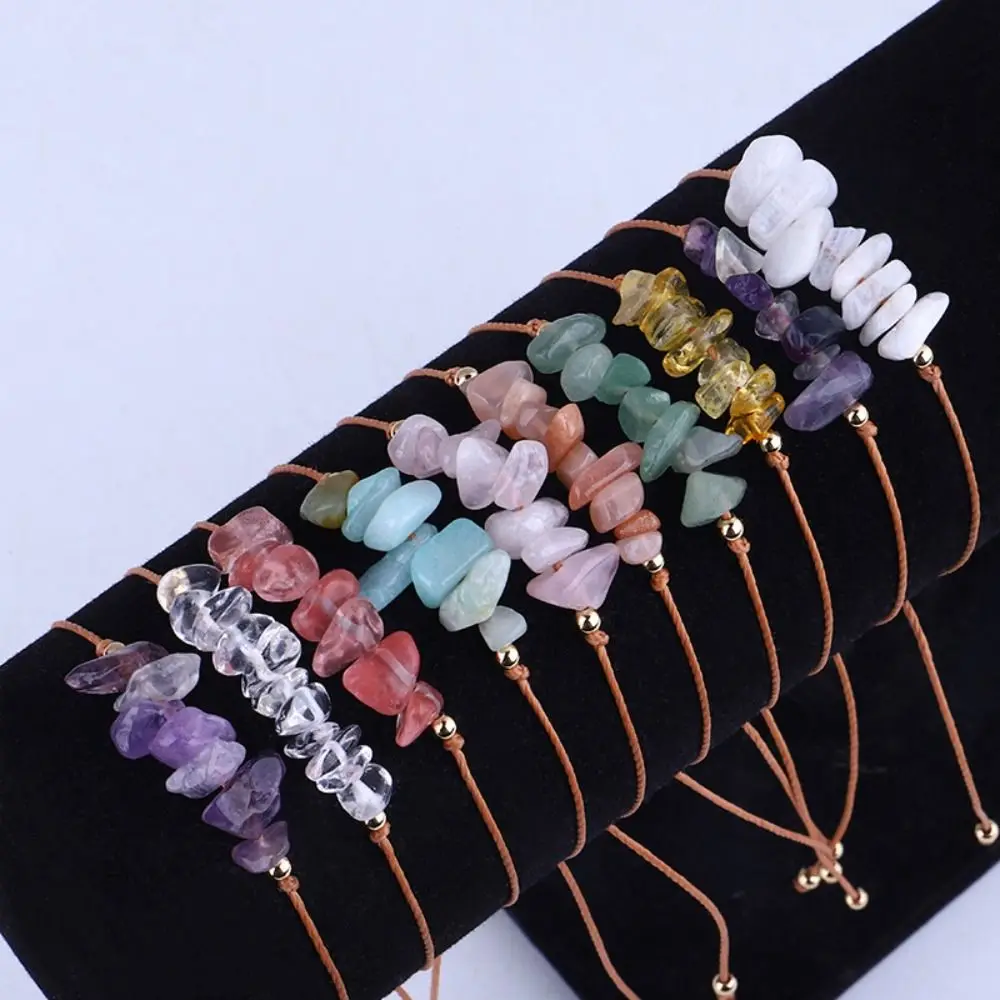 Rope Natural Stone Fluorite Amethysts Crystal Gravel Bracelets Women Jewelry Accessories Beach Body Jewelry Bohemia Bracelet