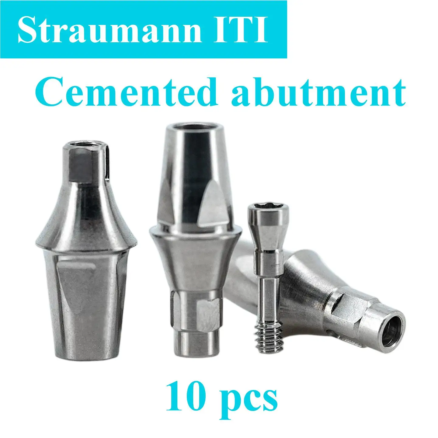 10Pcs Dental Cemented Abutment Compatible With Straumann ITI System Pure Titanium Straight Crown Restorations Hardware Supplies