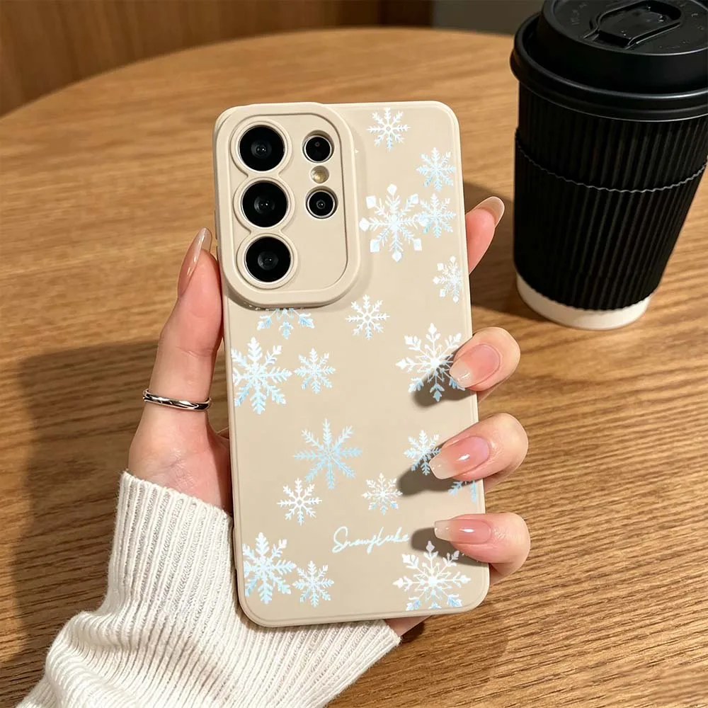 Cartoon Snowflake Pattern For Samsung Galaxy S26 S25 S24 S23 S22 S21 S20 Ultra Plus A15 A35 A54 A55 Soft Cover Phone Case