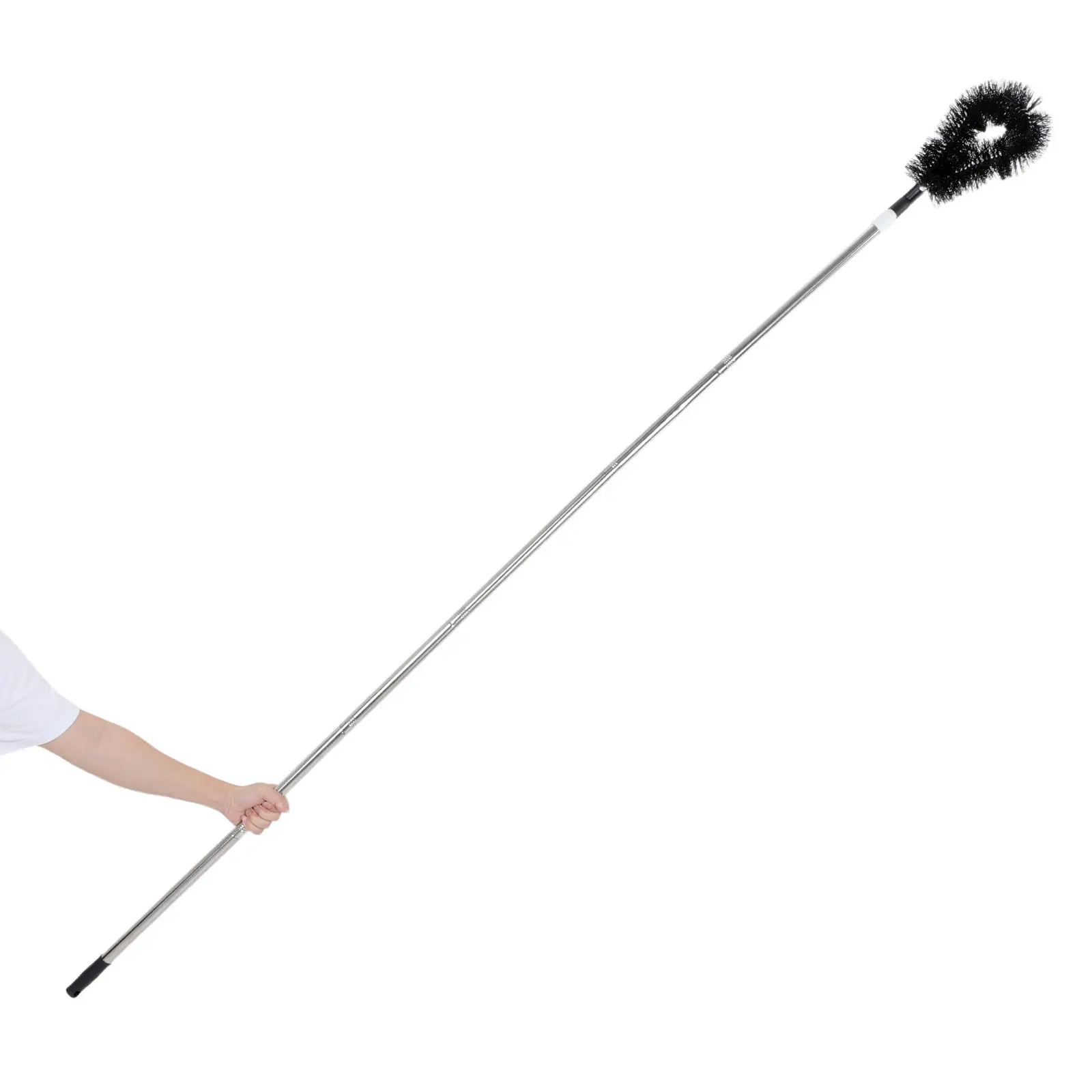 1Set Telescoping Gutter Cleaning Brush Black Extendable Pole Adjustable Multi-Angle Tool for Roof Gutter Leaves Debris Cleaning