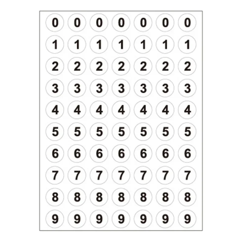 12 Sheets White Round Numbers 0-9 Self Adhesive Scrapbooking Sticker Round Circle Labels