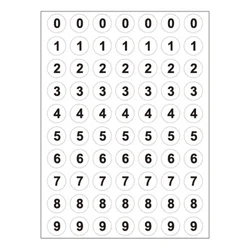 12 Sheets White Round Numbers 0-9 Self Adhesive Scrapbooking Sticker Round Circle Labels