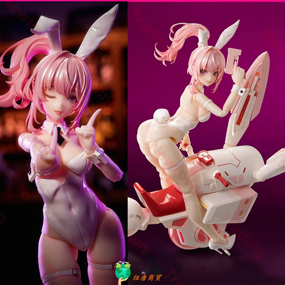 In Stock 1/12 16CM Pink Lady Bunny Erin Tornado Rabbit Motorcycle 6 Inch Mobile Suit Girl Action Figure Collectible Gift