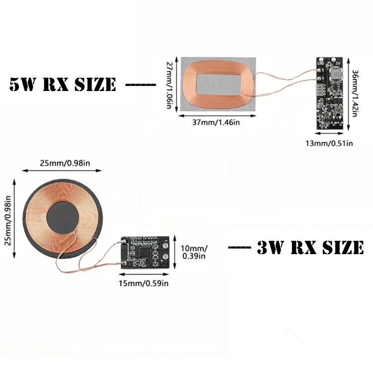 3W/5W 5V1A Qi Wireless Charger Receiver Module Circuit Board Coil DIY Kit for Small Devices Wireless Charger Modification Board