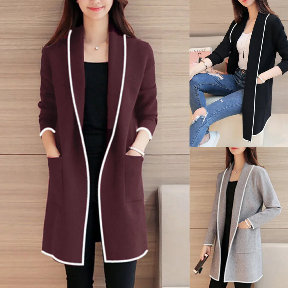 Women\'s Autumn Winter Cardigan Loose Elegant Windbreaker Sweater Long Coat Fashion Velvet Female Casual Oversized Jacket Tops