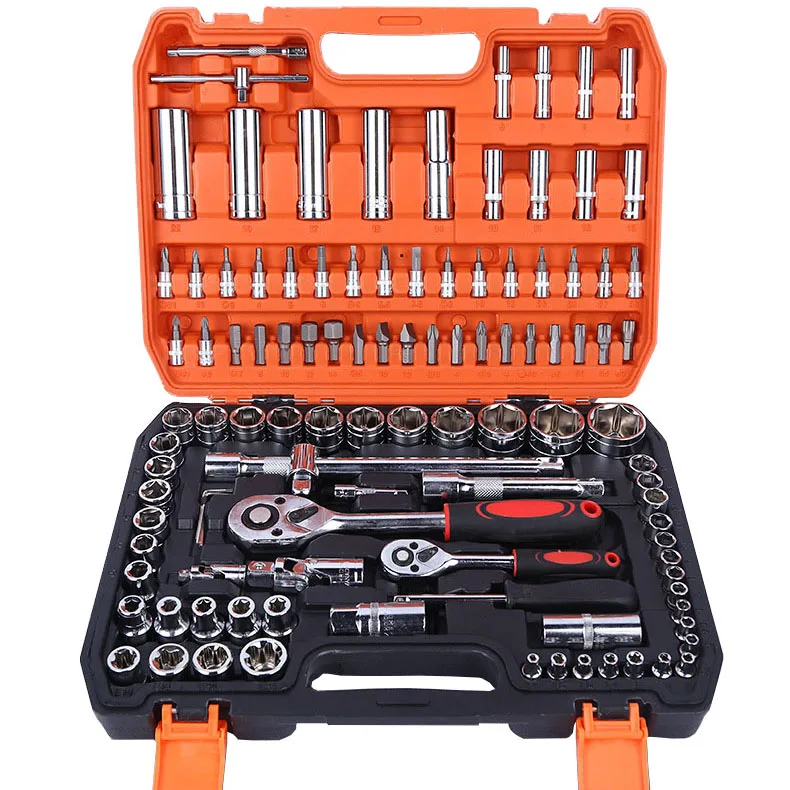

Set of 108pcs Cr-V Mechanic Ratchet Wrench Socket Combination Tool Set Hand Repair Tool Kits for Cars, Motorcycles and Bicycles