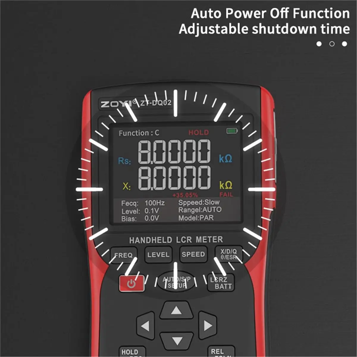 A41T ZOYI DQ02 LCR Digital Bridge Battery Tester Handheld Battery Capacitance Resistance Inductance Meter with Kelvin Clip