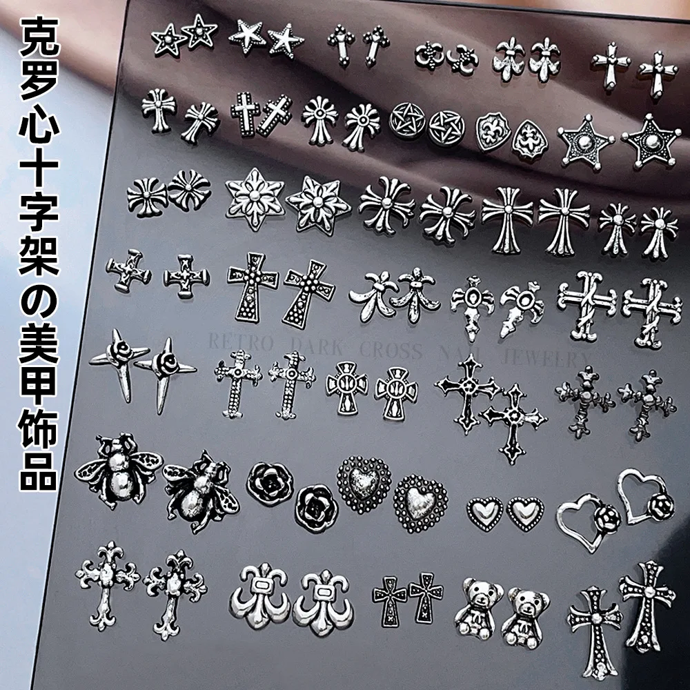 Nail Art Accessories Cross Metal Dark Style Star Nail Stickers Retro Wearable Nail Decorations