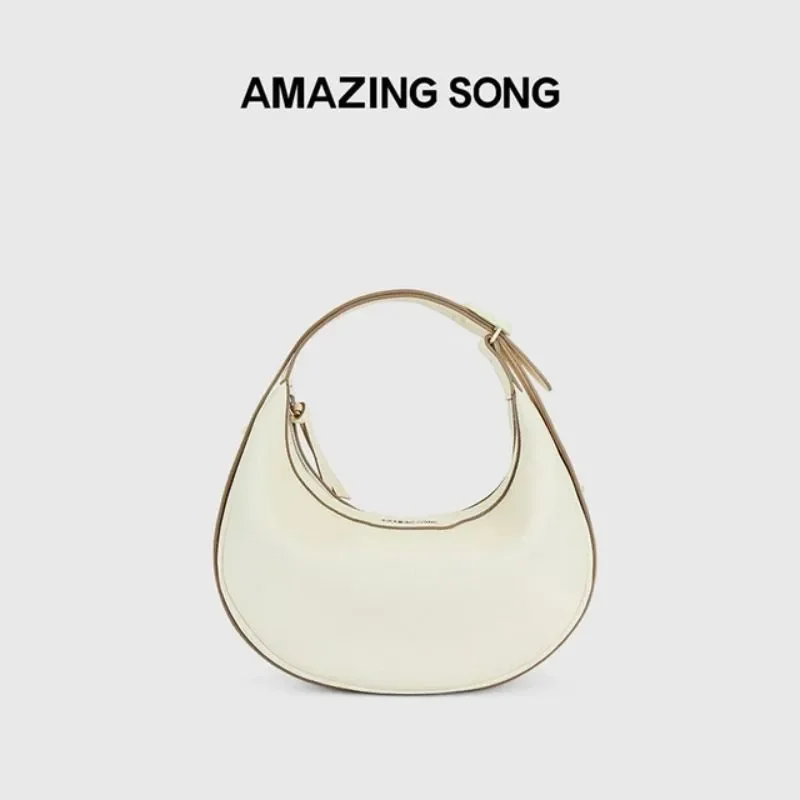 Comfortable Good with Ladies Handbag Light Luxury Fashion Pure Color High-end Ladies Crescent Bag Trend Small Half Moon Bag