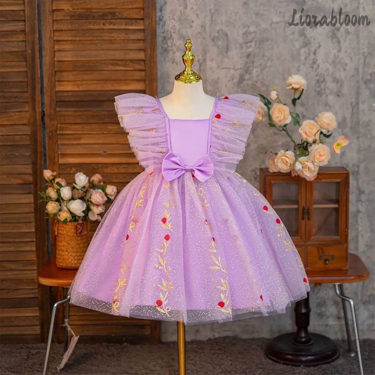 

Multicolor Everyday Princess Dresses Formal Attire Elegant Sequin Evening Gowns Flutter-Sleeve Party Dresses Flower Girl