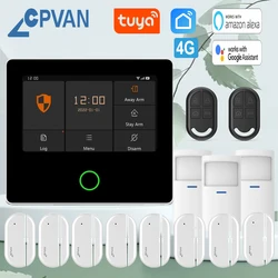 CPVAN Tuya Smart Home Security System Wireless WIFI 4G Home burglar Security Protection Alarm with Motion detector door sensor