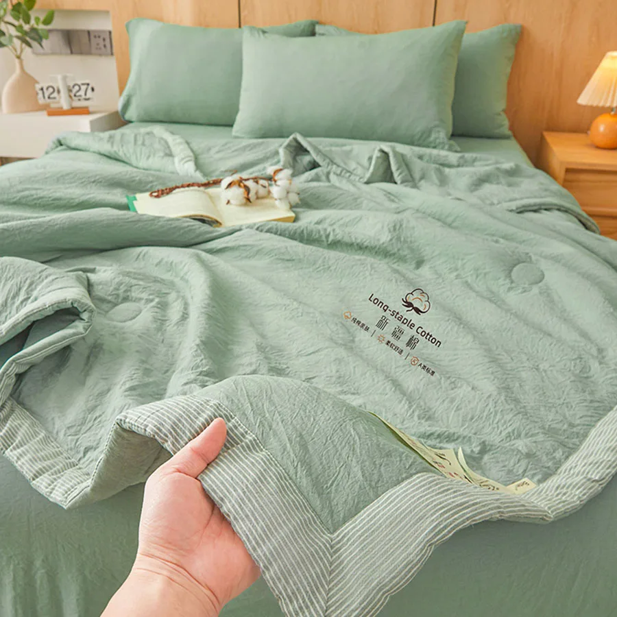 Microfiber Summer Quilted Quilt, Solid-Color Lightweight Air Conditioning Quilt, Machine-Washable Bedding, Cooling Blanket