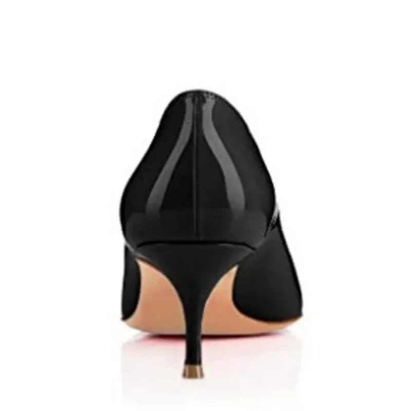 

YAOJING Fashionable women's high heels. Black patent leather single shoes. About 6 cm heel height. Pointed toe shoes. size:34-46