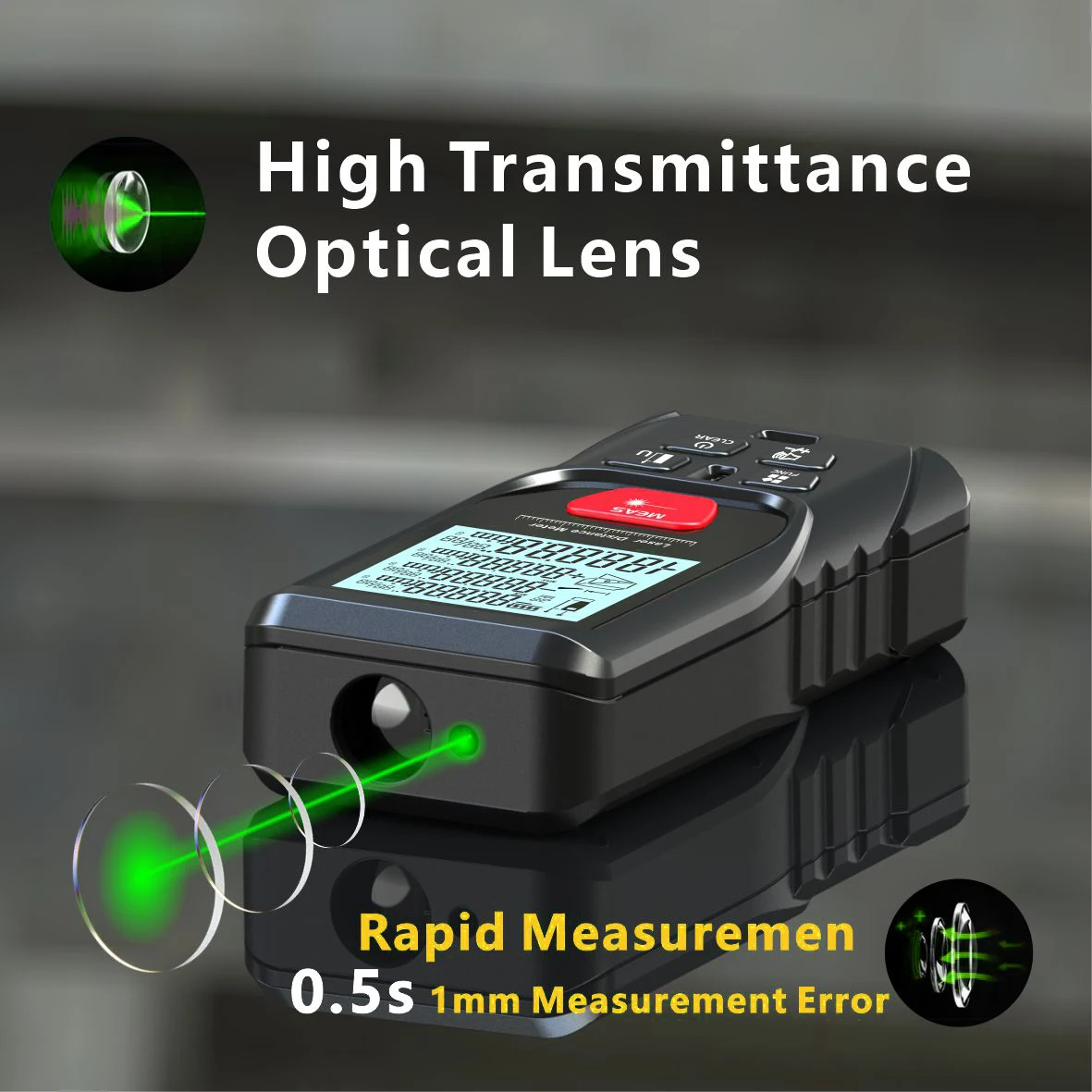 Laser Meter Green Laser Beam Digital Tape 50m 100m 120m Laser Distance Meter 2 Bubbles Leveling  High Accuracy Laser Rangefinder