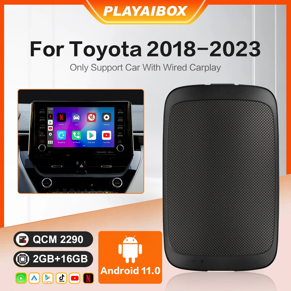 PLAYAIBOX Carplay Ai Box Android Auto Wireless Carplay For Netfli For Toyota Aygo 86 Yaris GR86 Mirai Aygo X bZ4X GR Corolla