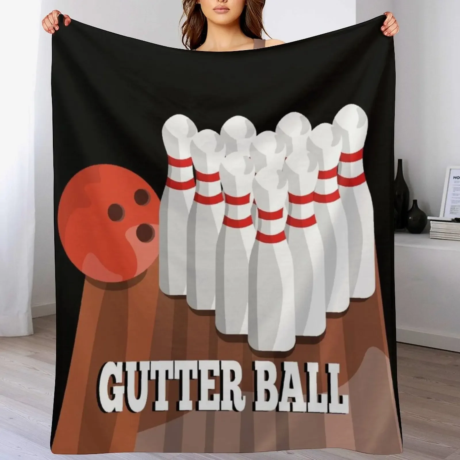 

Tenpin bowling Gutter Ball Throw Blanket Machine Washable Soft Warm Blanket
