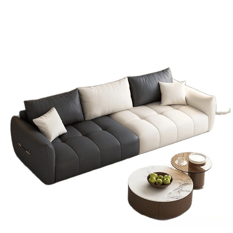 

Modern simple cream style living room fashionable fabric sofa straight row small and medium-sized apartment