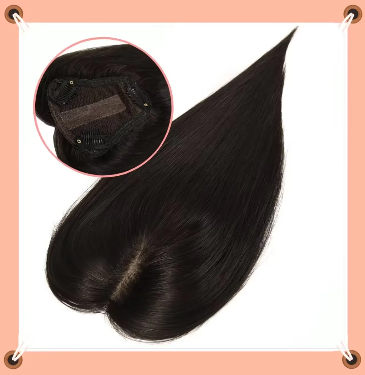 Capelli umani Remy al 100% Topper per capelli naturali Posticci per donna Base in seta 3 Clip in Toppers Capelli Topper per capelli in pizzo svizzero Traspirante