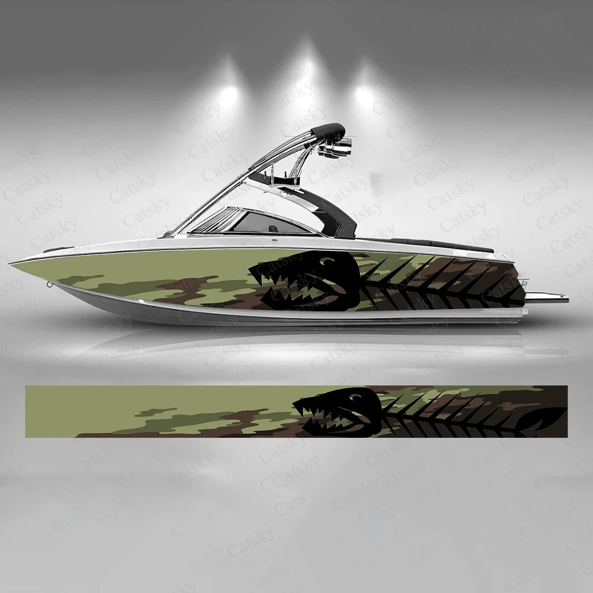 Fish Bones Colorful Geometry Boat Sticker Fashion Custom Fish Boat-Sticker Vinyl Waterproof Boat Wrap Graphic Boat Wrap Decal