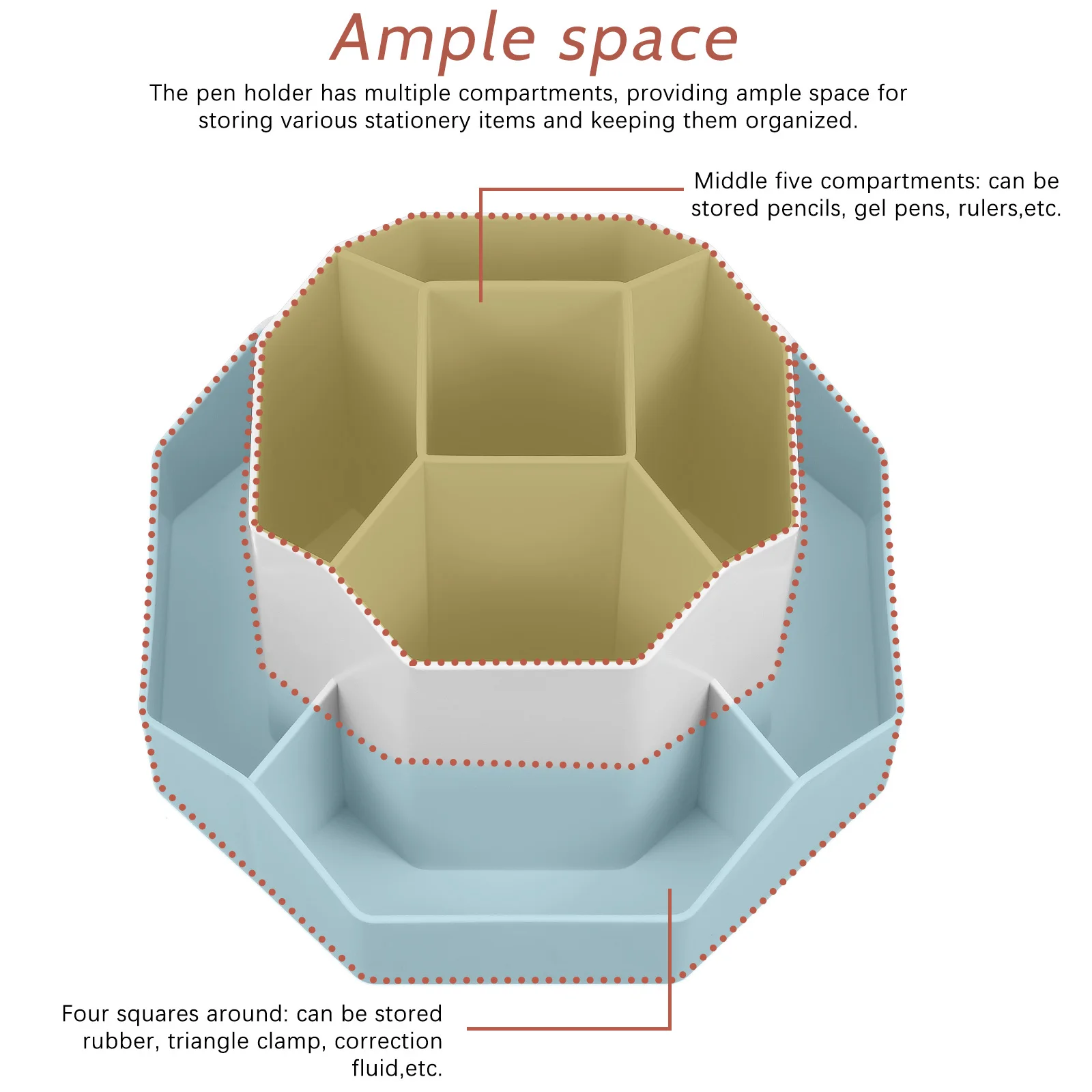 

360 Degrees Rotating Pen Holder for Desk Pencil Organizer Office Supplies Desktop Storage Solution Cute Stationery Holder