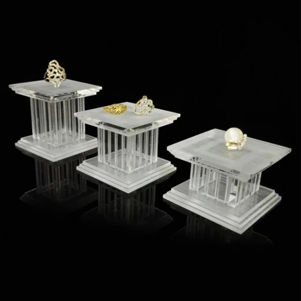 

3Pcs Acrylic Display Stand Roman Pillar Shape Elegant Jewelry Organizer Clear Tiered Rack Necklace Bracelet Perfume Holder
