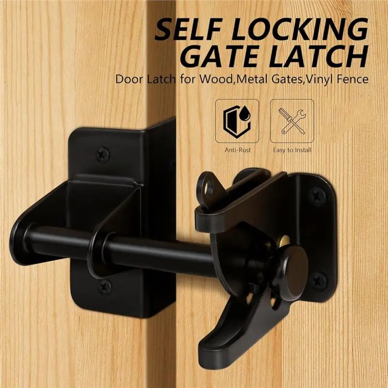AT02-For Wooden For Wood For Metal Gate Self Locking Latch, Heavy Duty Automatic Gravity Fencing Latch