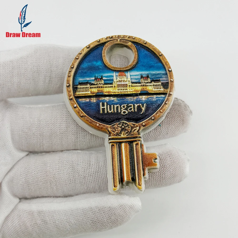 1Pc Hungarian City Landscape Creative Key 3D Refrigerator Magnet World Travel Souvenir Collection Suitable for Home Office Decoration, Personalized Exclusive Travel Souvenir Magnetic Refrigerator Magnet Home Decoration, Kitchen, Room, Office, Cabinet Crafts Gift, Holiday Souvenir, Exquisite Small Gift