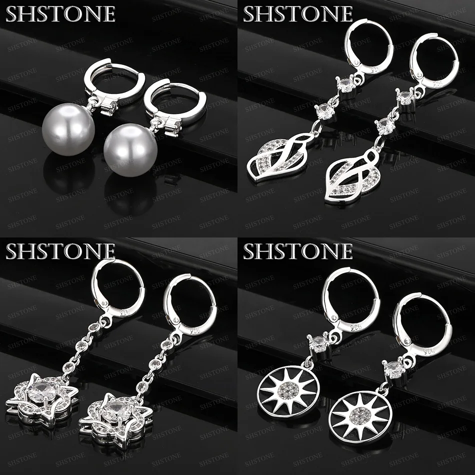 

Classic Zircon Jewelry 925 Sterling Silver Round Beads Leaves Flowers Drop Earrings Wedding Party Luxury Gift Accessories