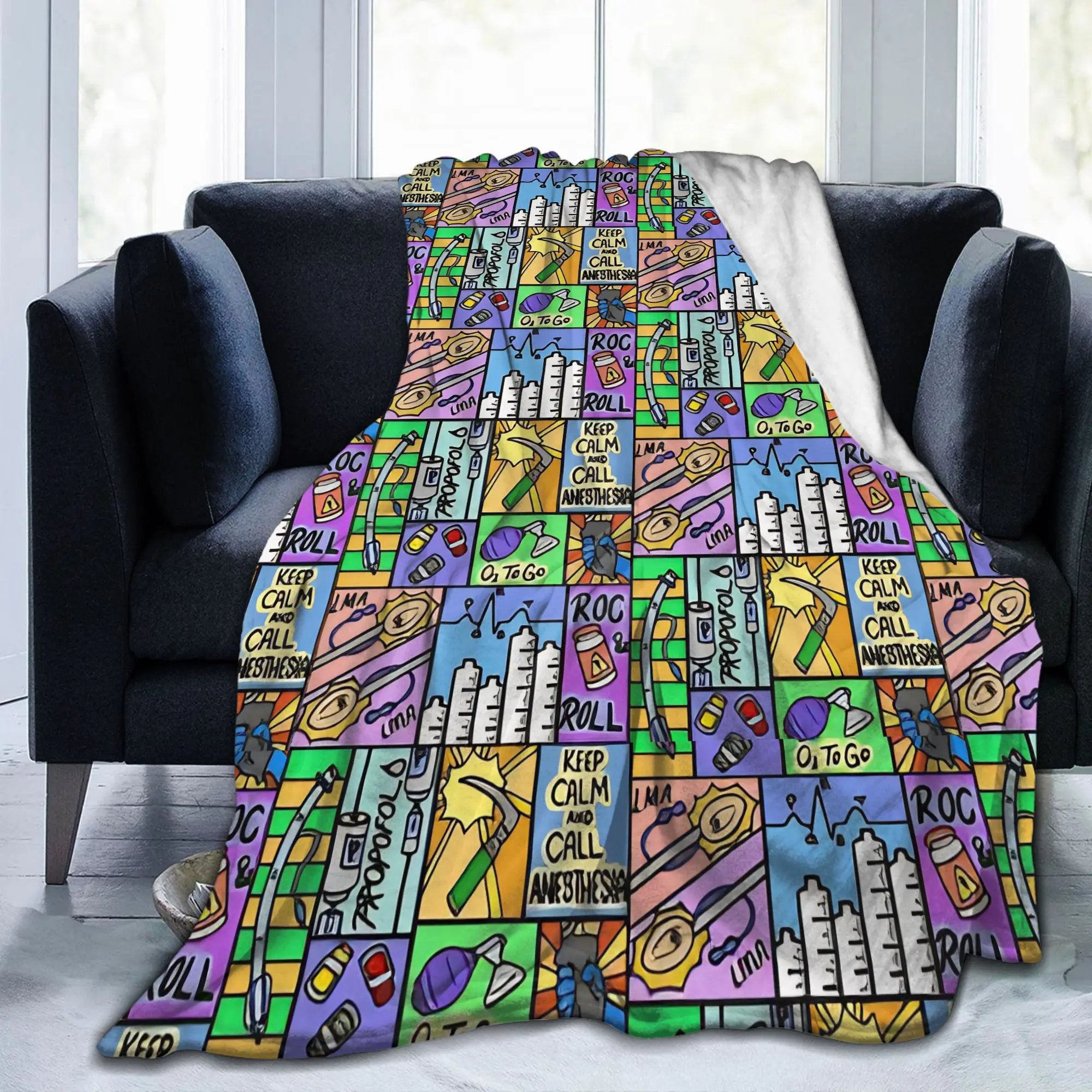Anesthesia Anesthesiology Medical Flannel Throw Blankets Anesthetist Bedding Throws Knitted Blanket Travel Warm Multi-function