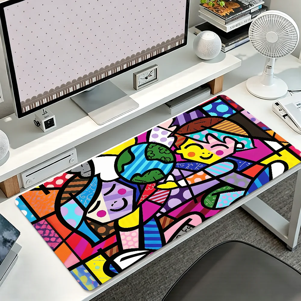 R-Romero B-Britto Art Mouse Pad Fashion Large Non-slip Lockedge Desktop Computer Desk Mat Keyboard MousePad Office Gamer Student