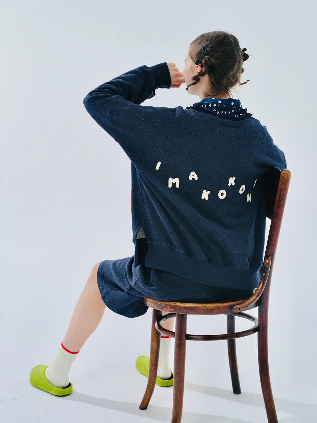 IMAKOKONI original design casual round neck pullover long sleeve letter sweatshirt T-shirt top 244472