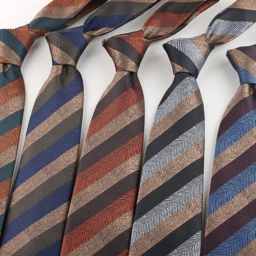 Luxus 8CM Herren Krawatte Silber Farbe Streifen Solide Krawatte Für Mann Bräutigam Jacquard Gewebt Krawatte Für Business hochzeit Party