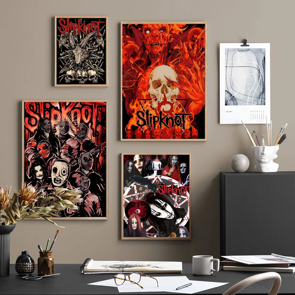 Classic Heavy Metal Rock S-Slipknot Classic Vintage Posters Decoracion Painting Wall Art White Kraft Paper Kawaii Room Decor