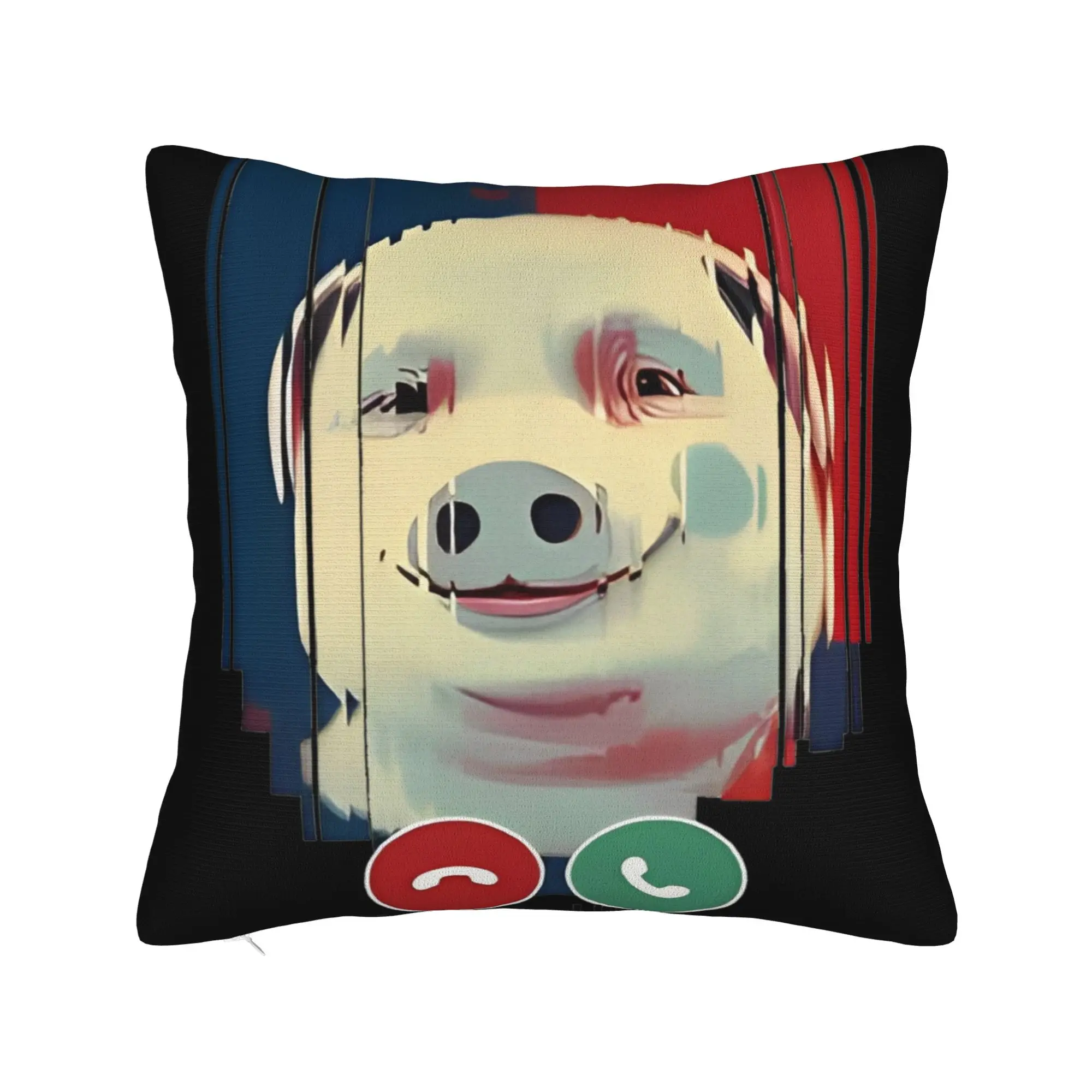 John Pork Is Calling Meme Square Pillow Covers Polyester Home Funny Pig Meme Cushion Cover Cute Home Decoration Pillowcase 40*40