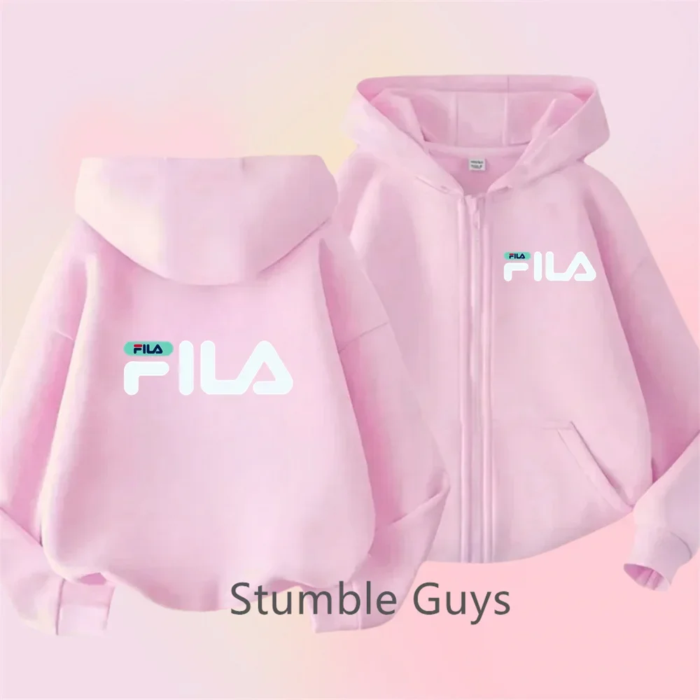 

New Cool Monogram Print Zipper Hoodie Kids Clothing Girls Clothing Fashion Baby Boys Clothing Fall Street Sweatshirt Kids Coat