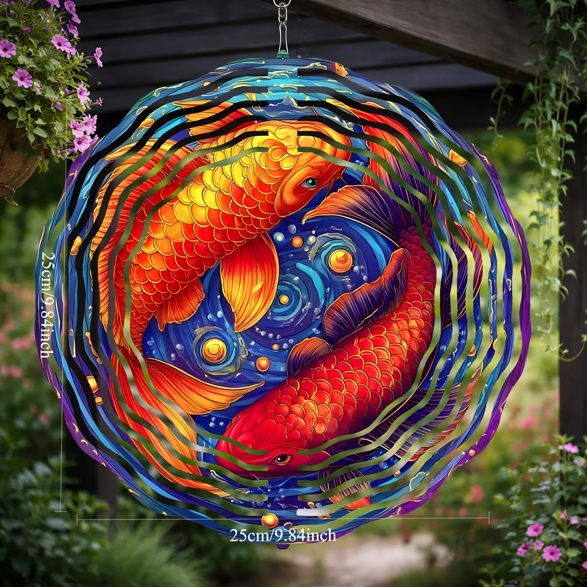 1PC Designed in an Eastern Artistic Style, with Vibrant Koi Fish and Water Ripple Patterns—a Perfect Gift for Home Decor, Garden