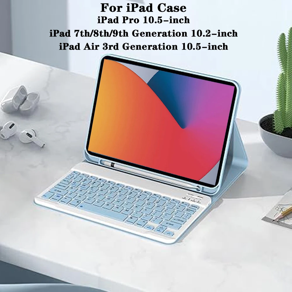 

Keyboard Case for iPad 9th 8th 7th Generation 10.2 inch,iPad Air 3rd/iPad Pro 10.5",Detachable Keyboard Cover with Pencil Holder