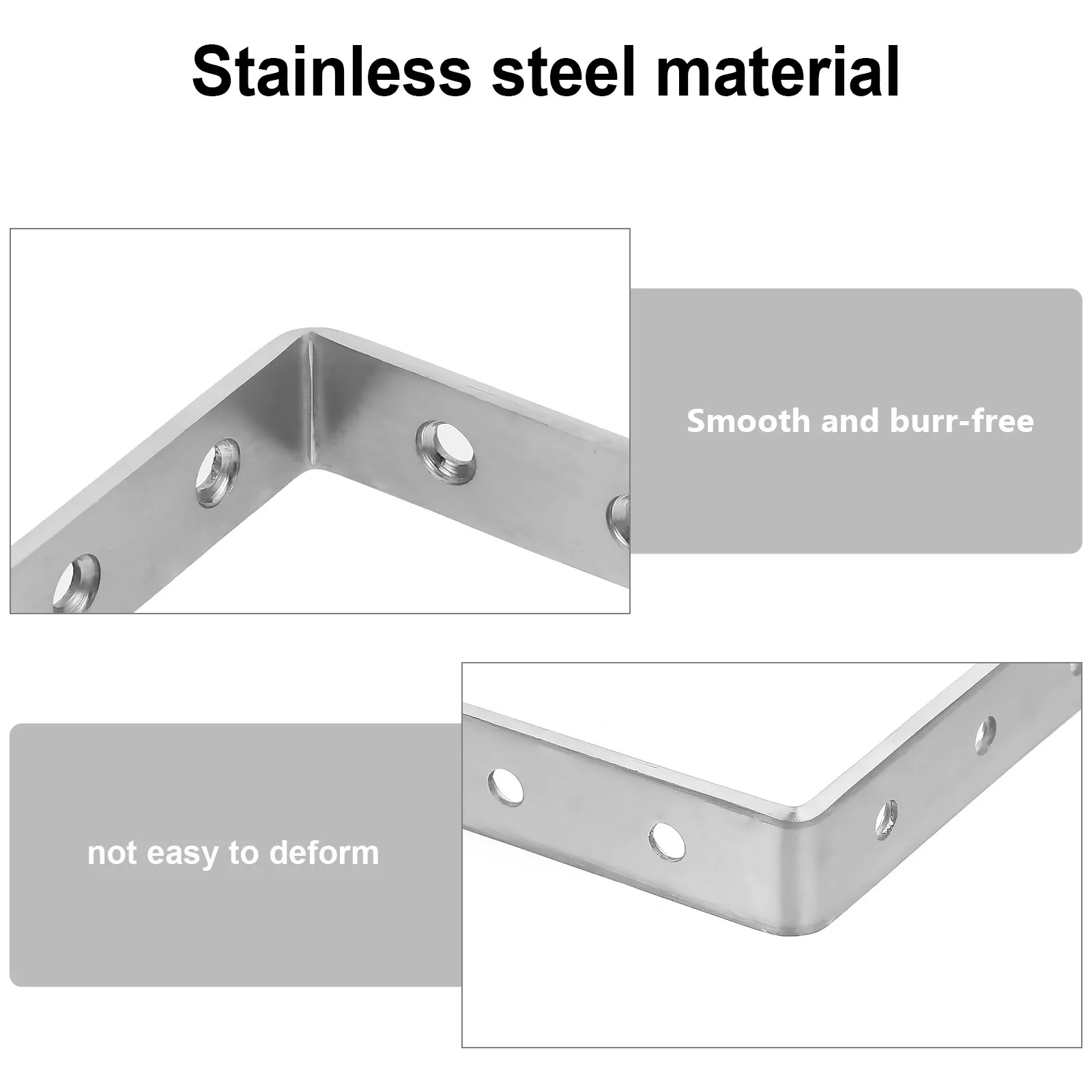 Silver Stainless Steel L Shaped Code Corner Bracket Rust Proof Furniture Fixed Bracket Ideal Cabinet Wardrobe Chair Fixing