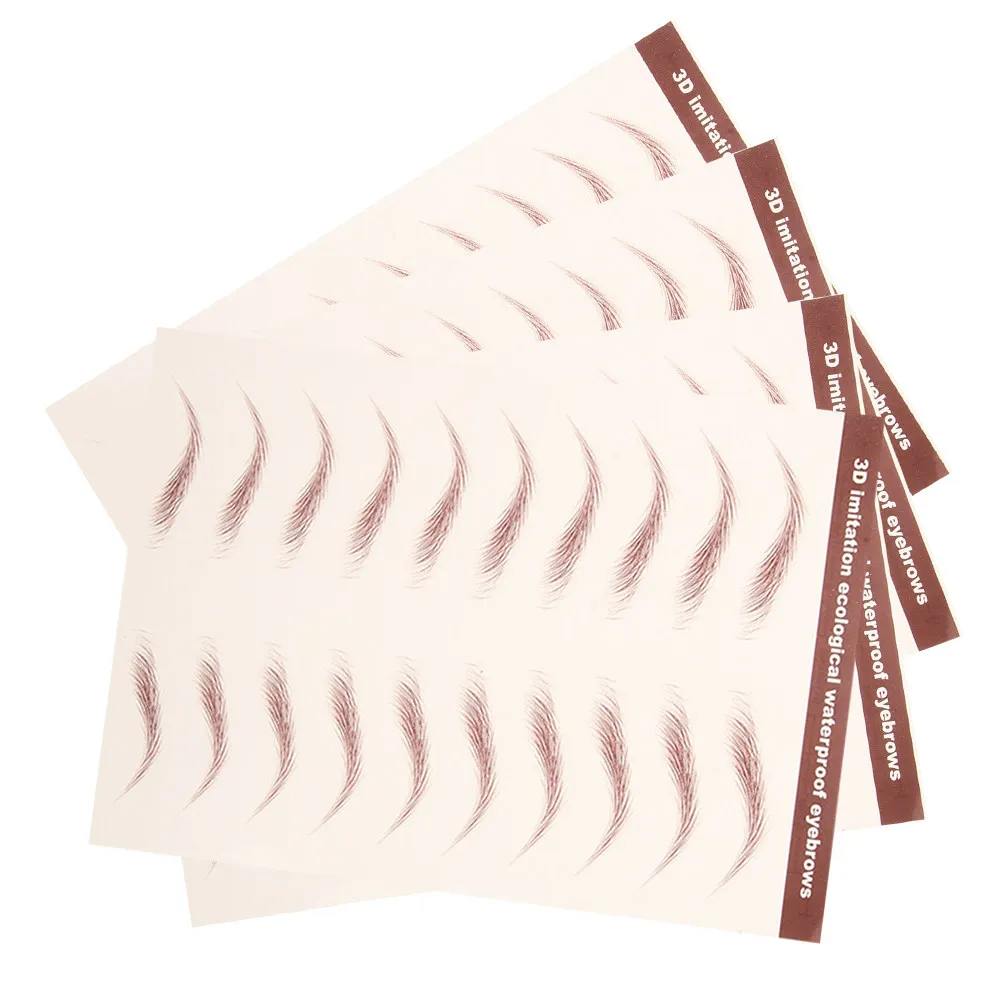 4 Sheets Waterproof 3D Realistic Eyebrow Stickers Natural Hair-Like Temporary Tattoo Peel Off Brow Transfer Stickers
