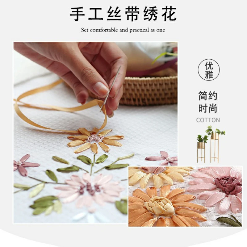 Mantel bordado chino, tela DE ARTE Pastoral, mantel de lino y algodón, pequeño, fresco y Simple, mantel de mesa redondo